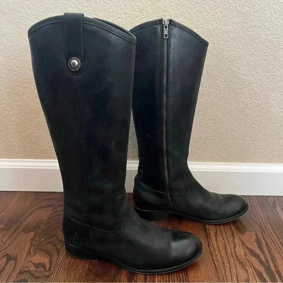 Frye Melissa Button Tabs Black Riding Knee High Boots Women Sz 6.5 B 3470412 - Picture 3 of 16